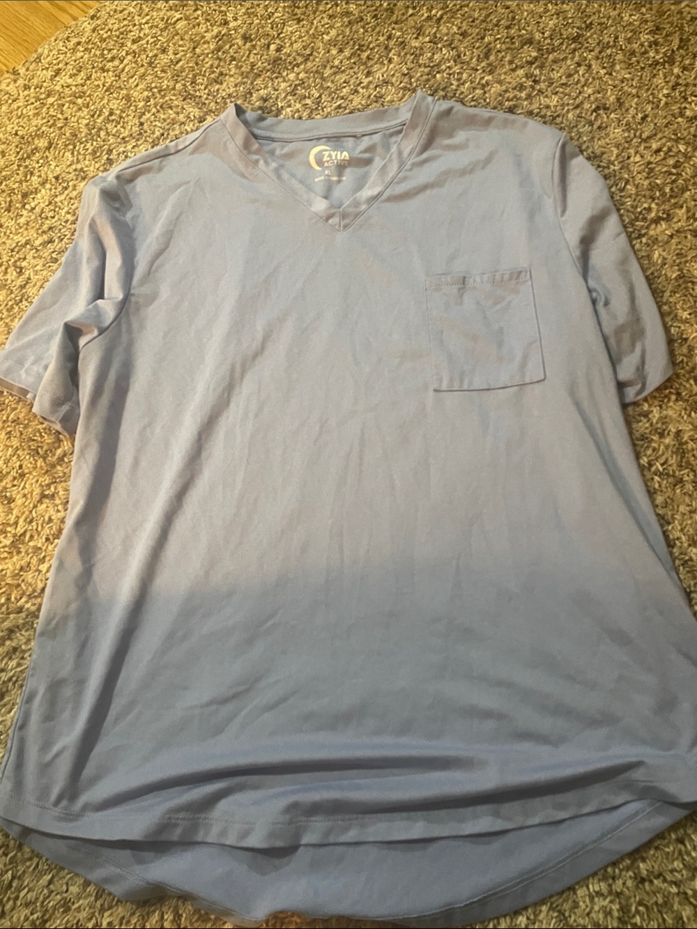 ZYIA Women's Sky Blue V-Neck Pocket Tee